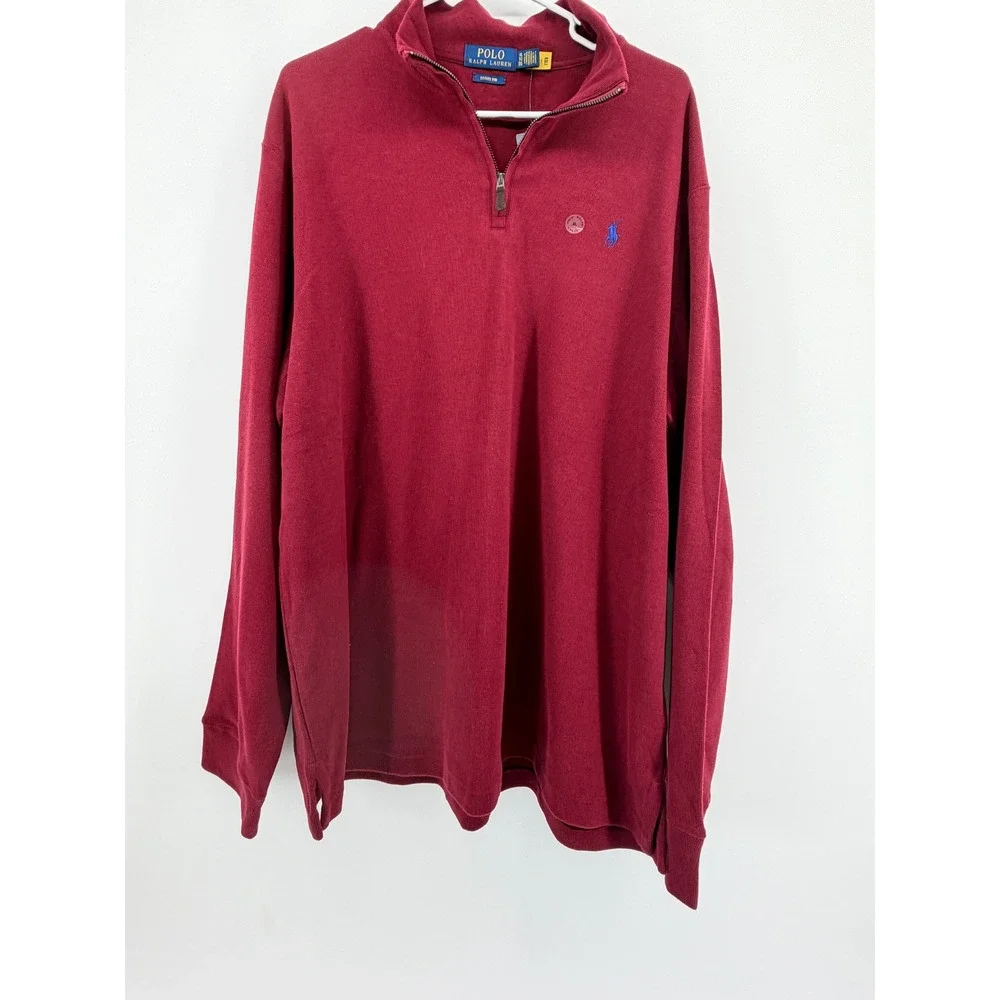 Polo Ralph Lauren Mens XL Maroon Quarter Zip Pullover Knit 710784465038 NWT